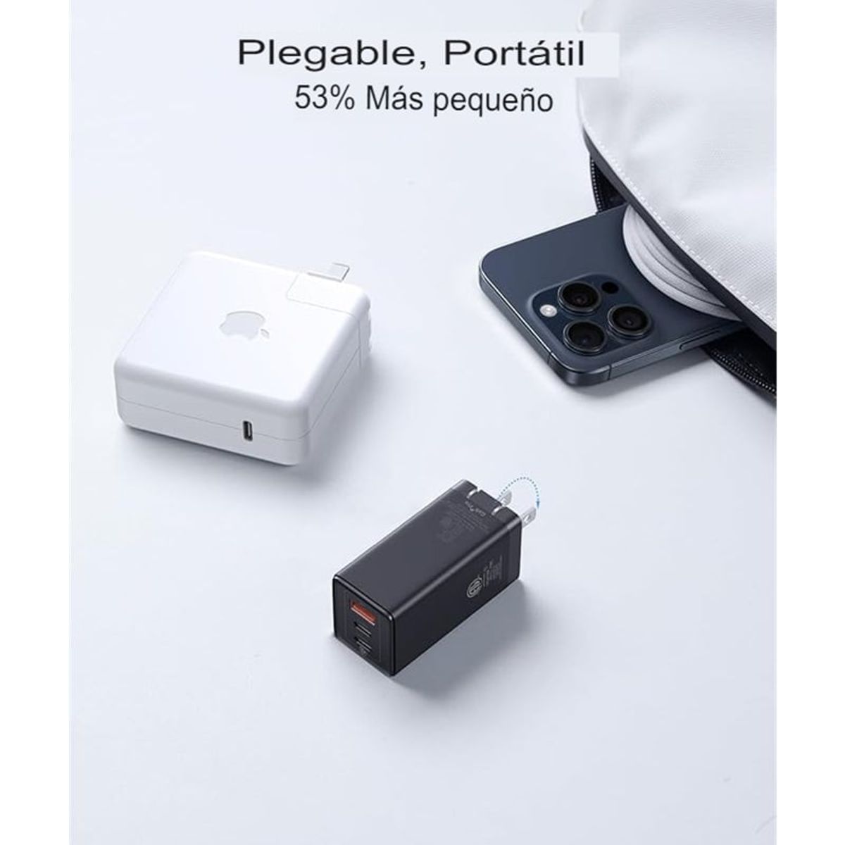 BASEUS - Cargador Usb Tipo C De 65w Baseus Con Tres Puertos Negro