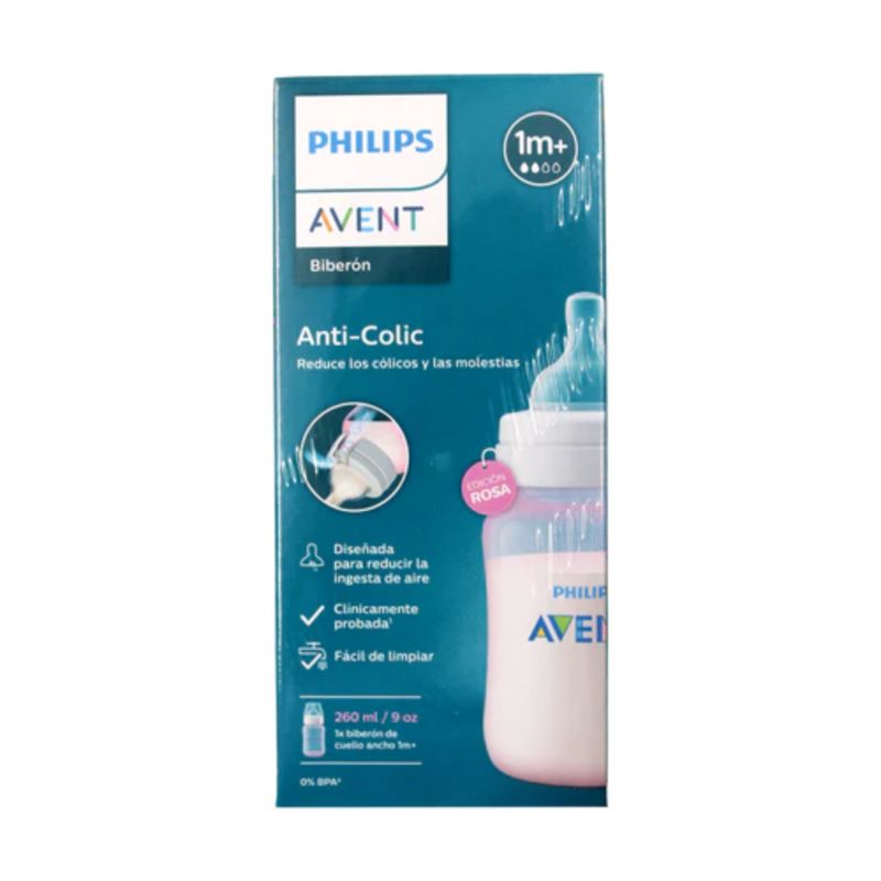 AVENT - Tetero Válvula Anticólicos Rosa 9Oz - Avent - SCY12109