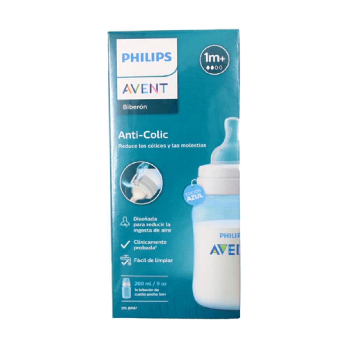 AVENT - Tetero Válvula Anticólicos Azul 9Oz - Avent - SCY12110