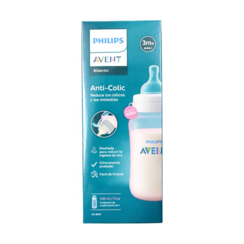 AVENT - Tetero Válvula Anticólicos Rosa 11Oz - Avent - SCY12111