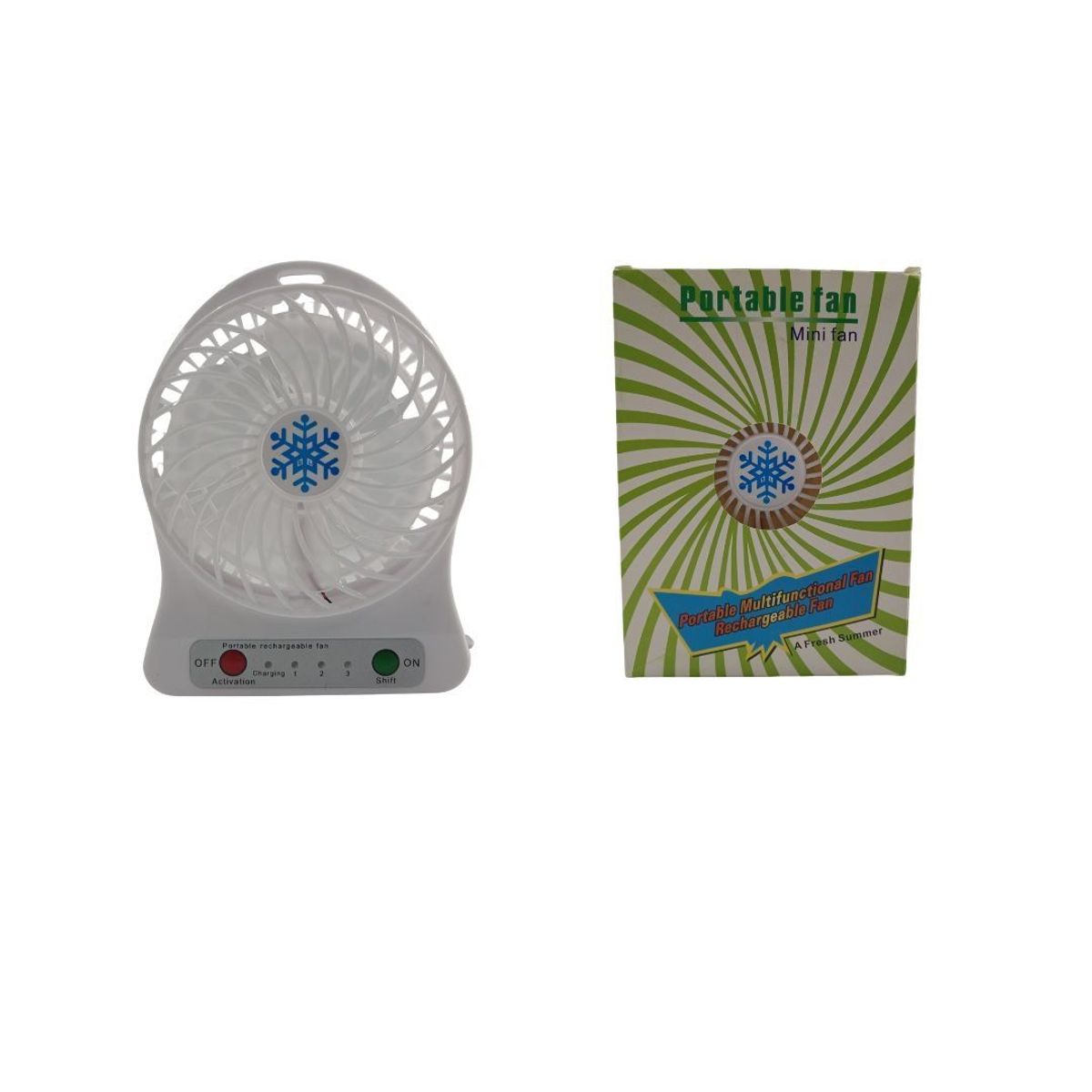 MAZUGI - Ventilador + Pila Recargable Portátil Abanico Linterna Usb