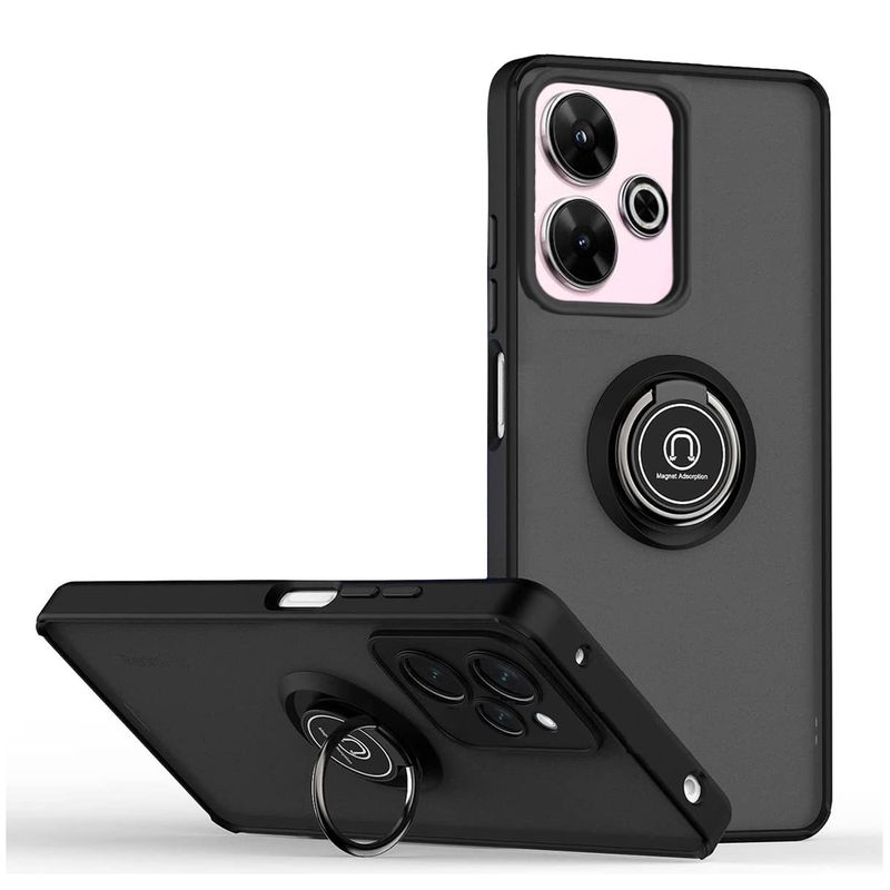 GENERICO - Funda Estuche Mate Con Anillo Compatible Xiaomi Redmi 13 4G Negro