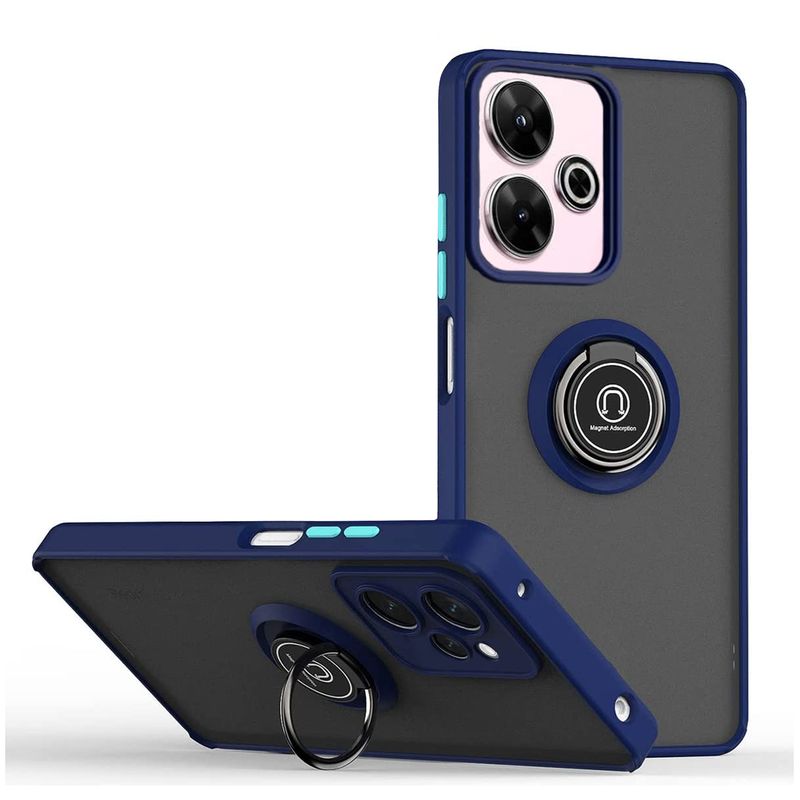 GENERICO - Funda Estuche Mate Con Anillo Compatible Xiaomi Redmi 13 4G Azul