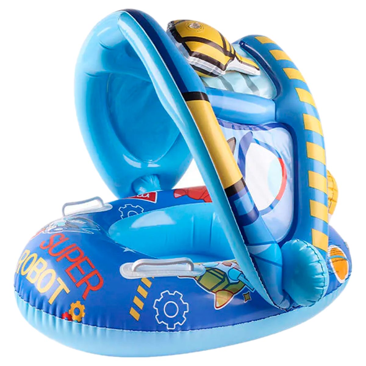 GENERICO - Flotador Bebés Bote Techo Sombrilla Toldo Protección Piscina Azul