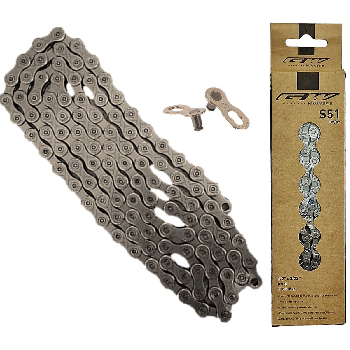 GW - Cadenilla Gw S51 8v Cadena Bicicleta Montaña Y Ruta