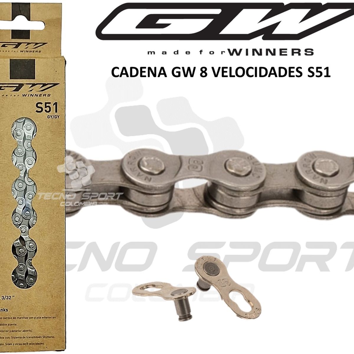 GW - Cadenilla Gw S51 8v Cadena Bicicleta Montaña Y Ruta