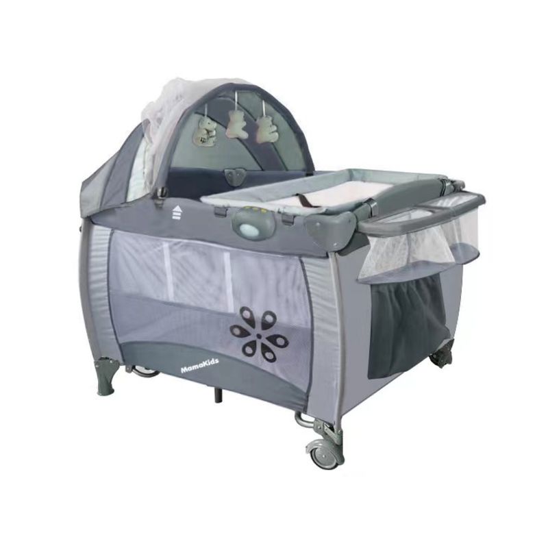 KIDSHOP - Cuna Corral Camping Cambiador Mecedora Vibracion S12-8 Gris-_.