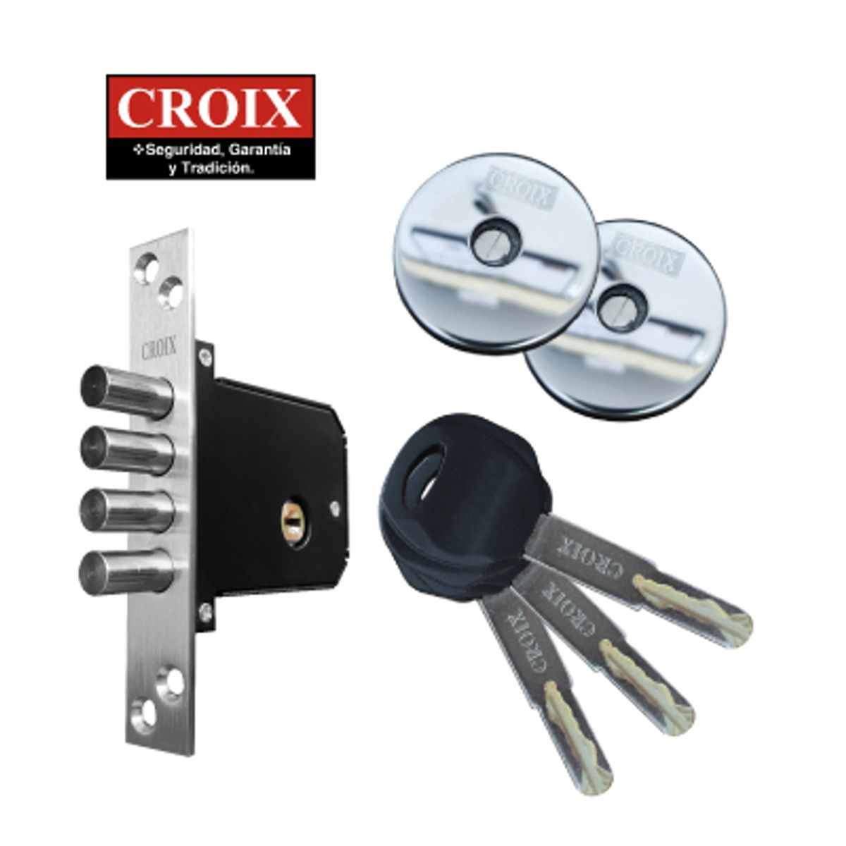 GENERICO - Cerradura auxiliar Croix llave tipo regata 4 pasadores - TK210