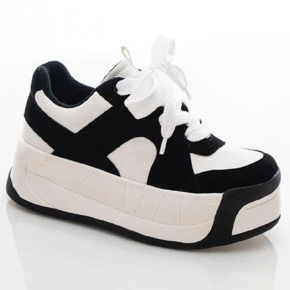 EVEGONZ - Zapatos Con Plataforma  Estilo Casual de Moda Blanco Negro