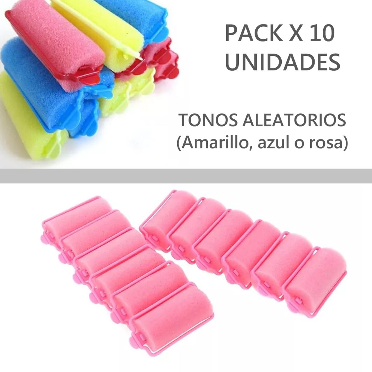 GENERICO - Rulos x 10 Unid Rizador Rollos Tubos Cilindros Ondas De Cabello Rizado