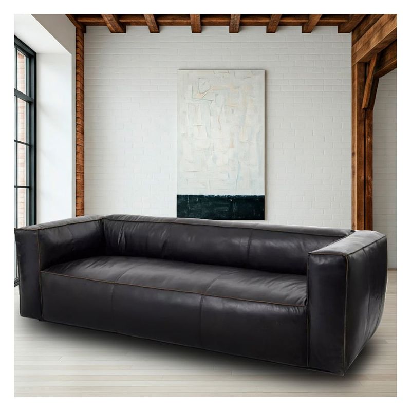 22 GRADOS DECORACION - Sofa Rocco en Cuero Natural legitimo 200x100cm
