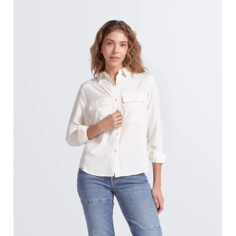 UNSER - Blusa Camisera En Lino Con Bolsillos Unser