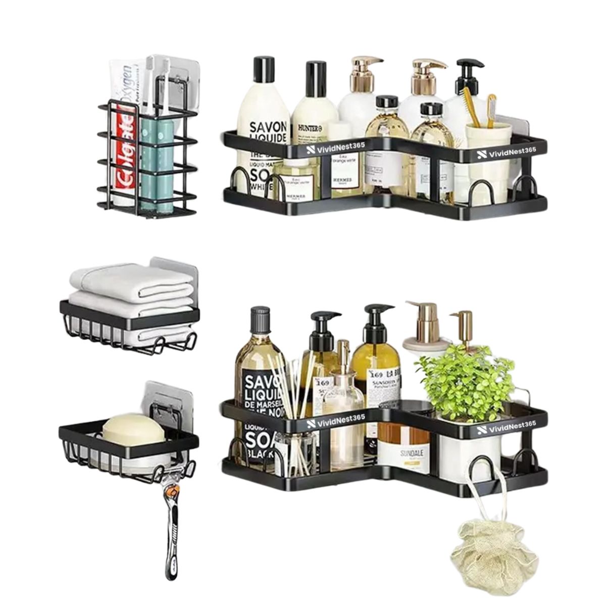 GENERICO - Estantes Para Baño Organizador Para La Ducha 5 Pcs Metalico
