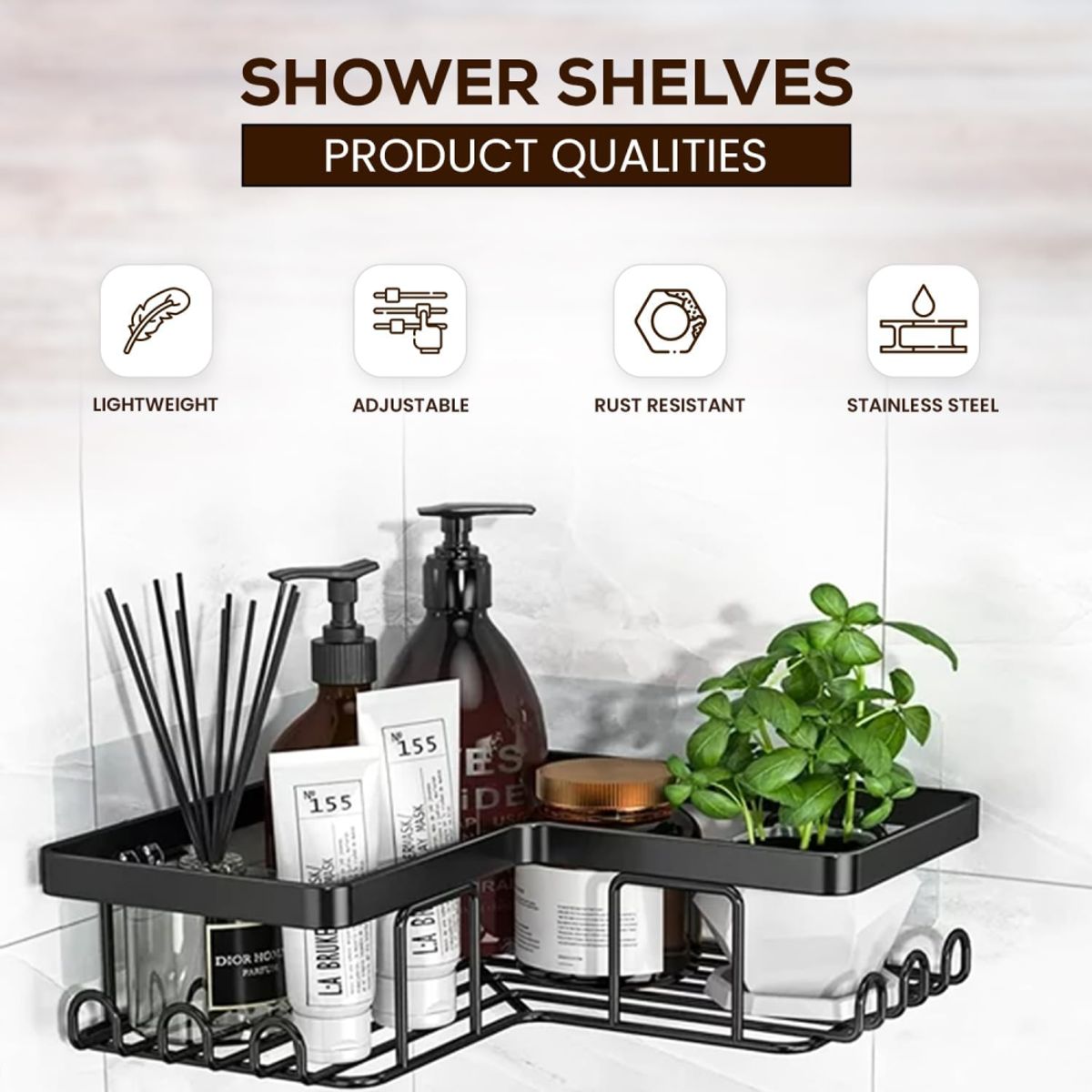 GENERICO - Estantes Para Baño Organizador Para La Ducha 5 Pcs Metalico