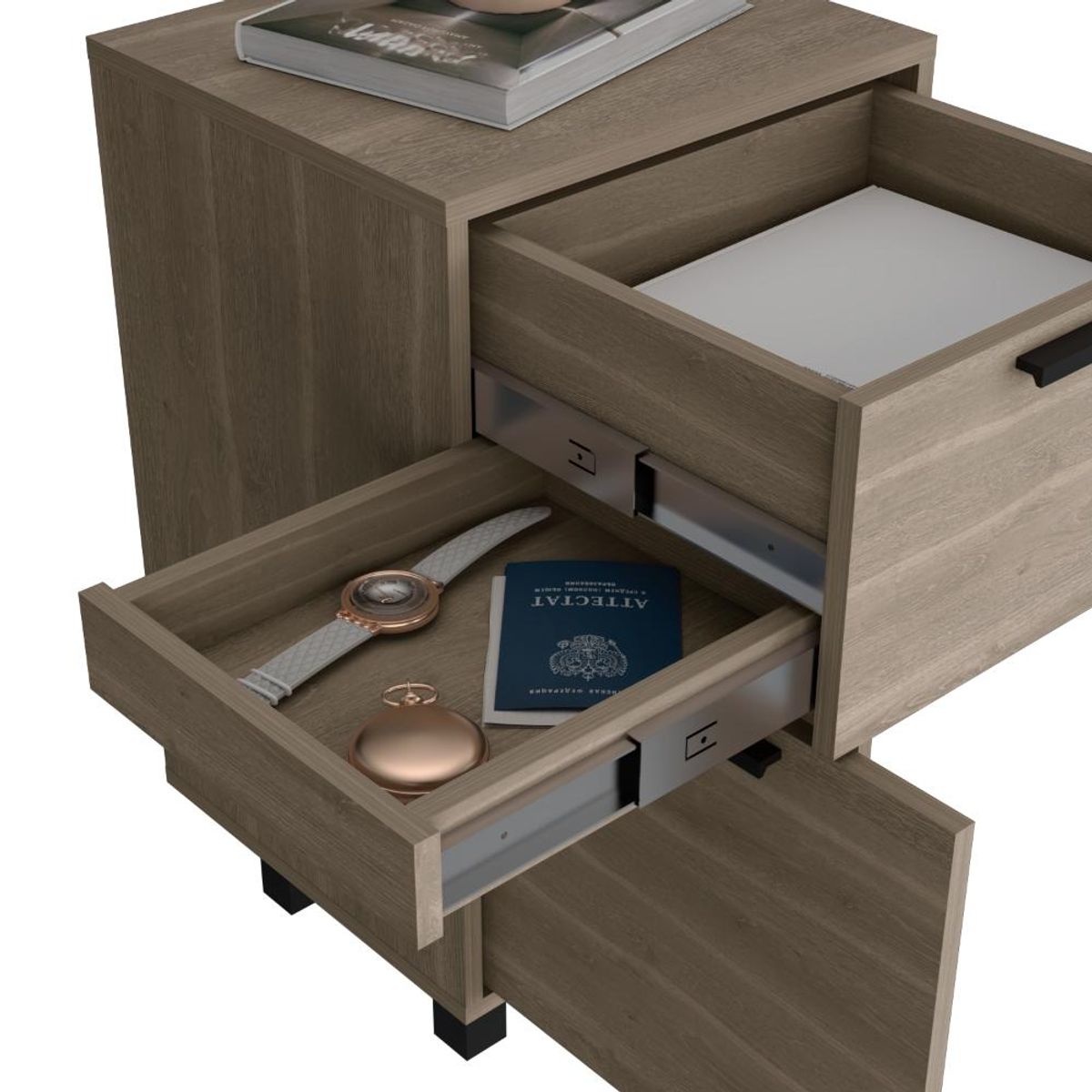 RTA DESIGN - Mesa de Noche Secret Bardolino con una puerta y cajón secreto