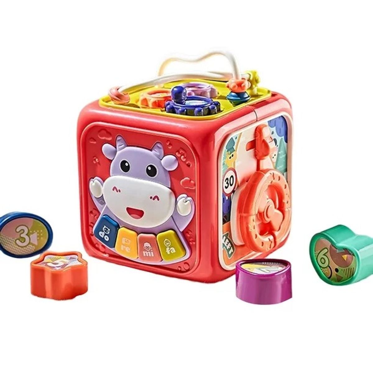 GENERICO - Jueguete Didactico Bebe Caja Musical Vaca Infantil Rojo