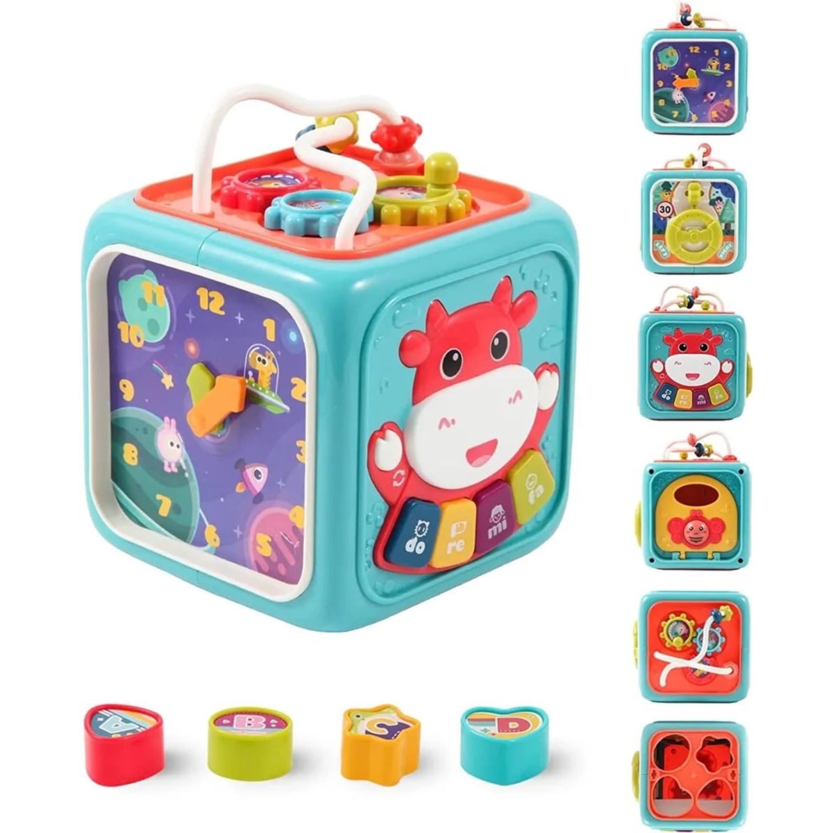 GENERICO - Jueguete Didactico Bebe Caja Musical Vaca Infantil Azúl