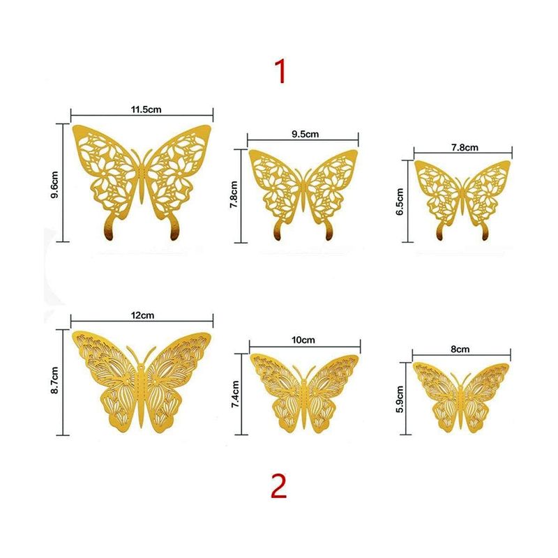 GENERICO - Mariposas Tridimensionales Adhesivas X12 Doradas