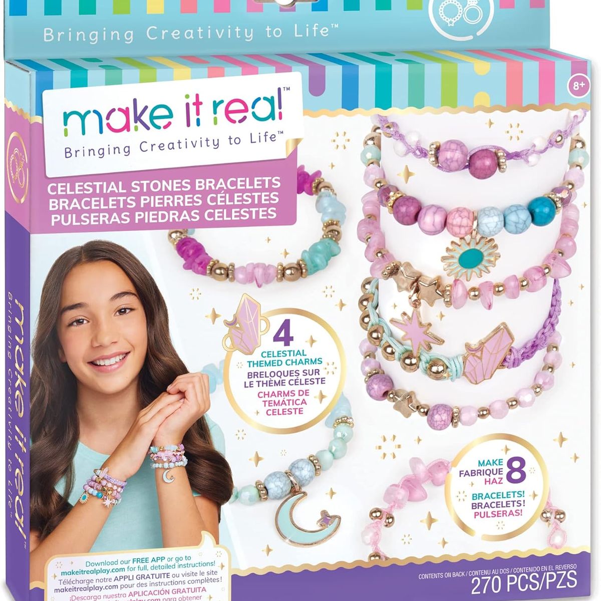 JUGANDO Y EDUCANDO - Set De Creación De Pulseras Piedras Celestiales Para Niñas