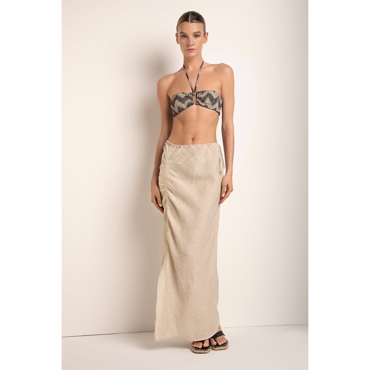 TOUCHE BALNEAIRE - Falda con detalle fruncido y cintura con cordón ajustable