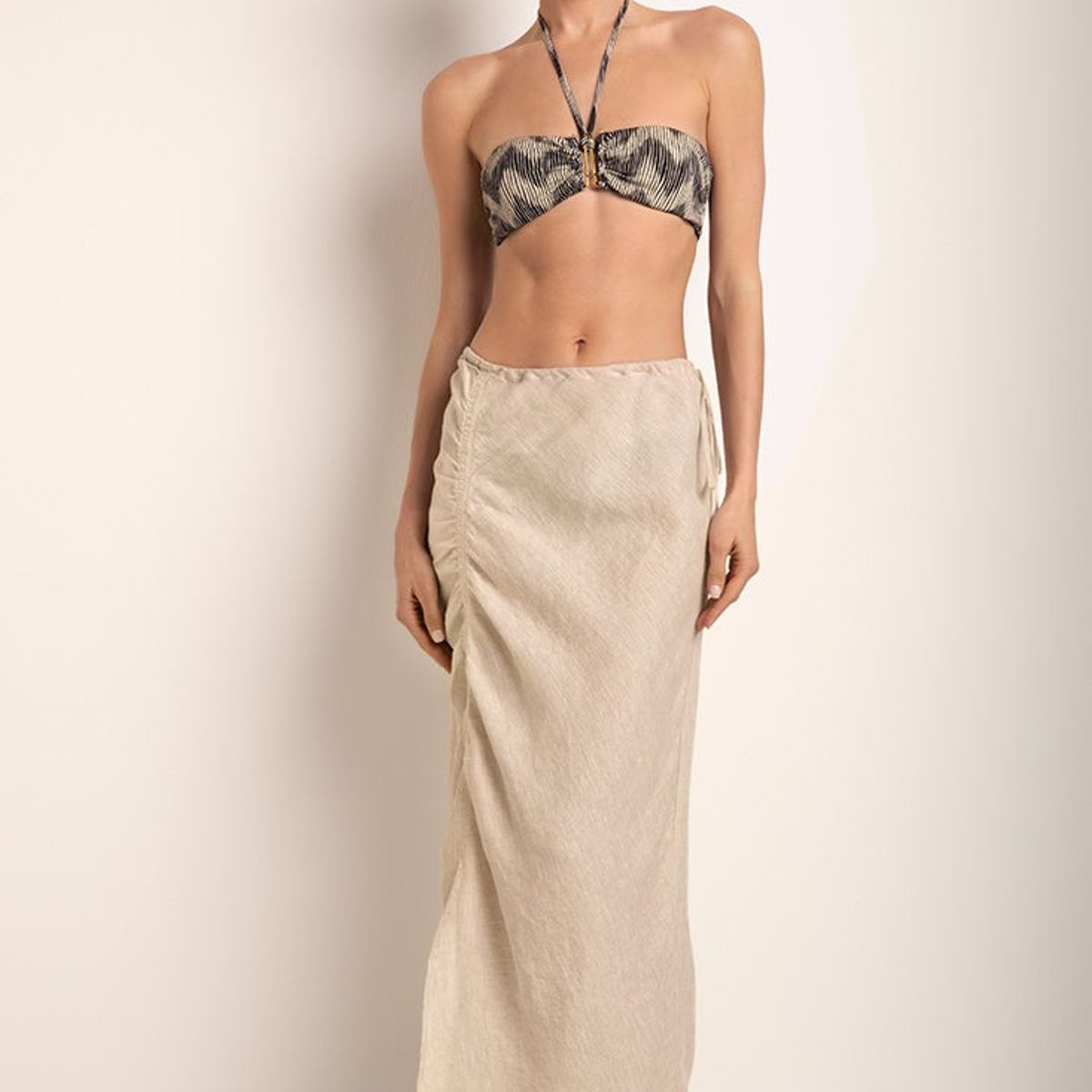 TOUCHE BALNEAIRE - Falda con detalle fruncido y cintura con cordón ajustable