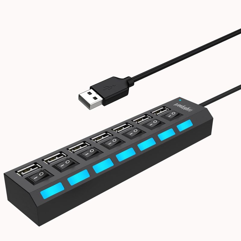 GENERICO - Hub Multipuerto Usb De 7 Puertos Alta Velocidad Con Switchs