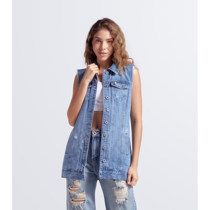 DEREK - Chaleco Largo En Indigo Para Mujer Derek