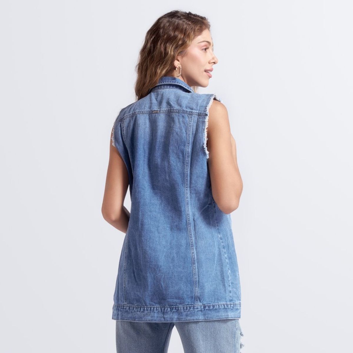 DEREK - Chaleco Largo En Indigo Para Mujer Derek