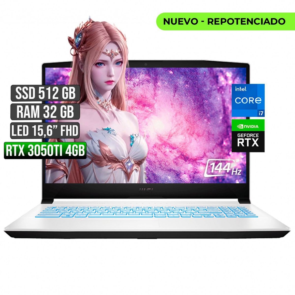 MSI - MSI SWORD INTEL CORE I7-11800H RTX 3050TI 4GB SSD 512GB RAM 32GB LED 15,6 FULL HD 144Hz