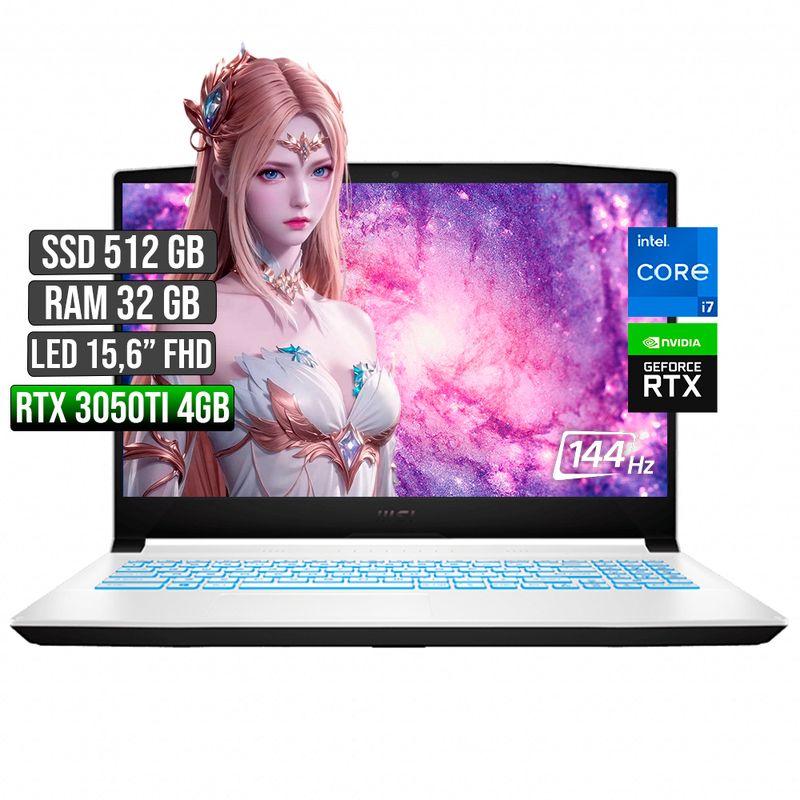 MSI - MSI SWORD INTEL CORE I7-11800H RTX 3050TI 4GB SSD 512GB RAM 32GB LED 15,6 FULL HD 144Hz