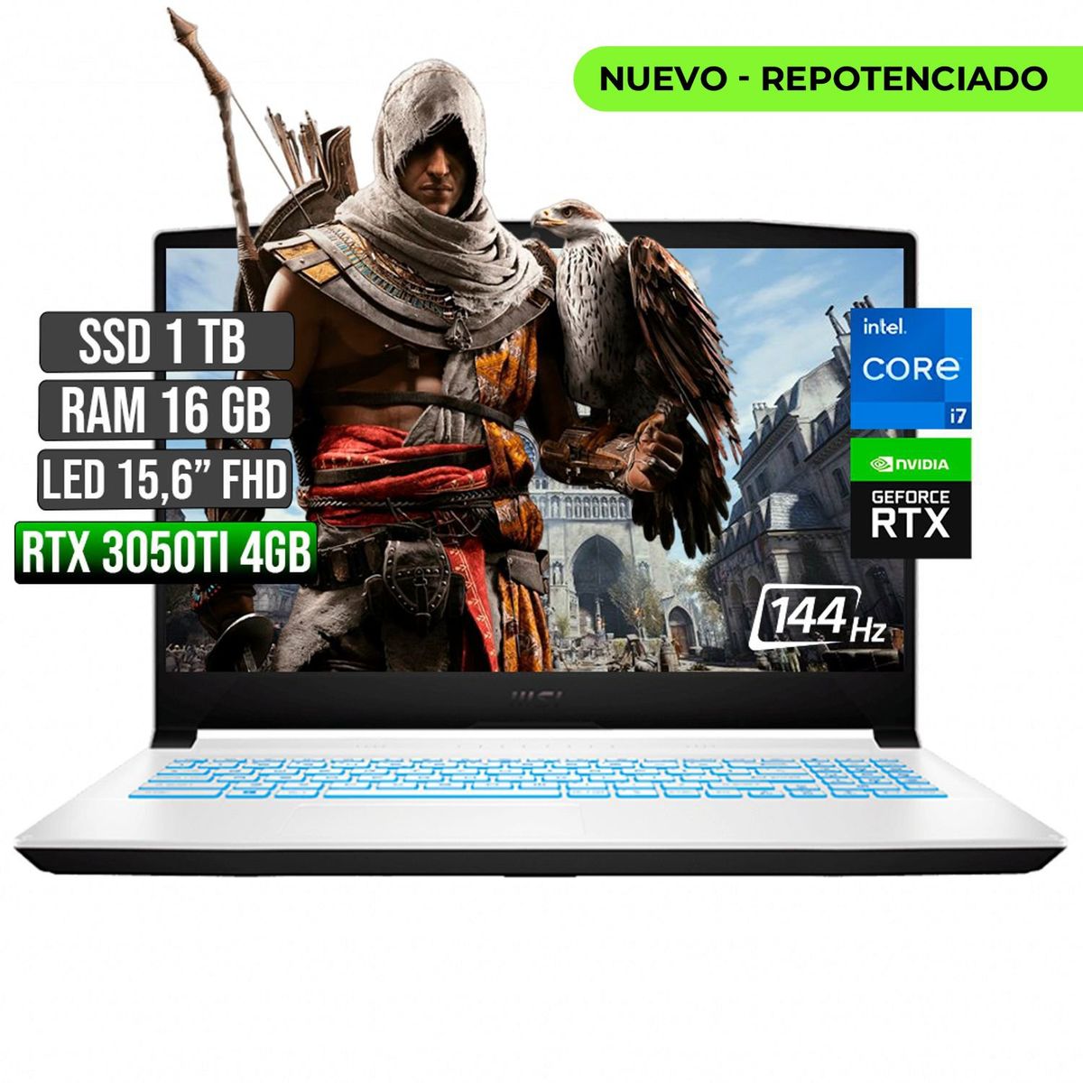 MSI - MSI SWORD INTEL CORE I7-11800H RTX 3050TI 4GB SSD 1TB RAM 16GB LED 15,6 FULL HD 144Hz