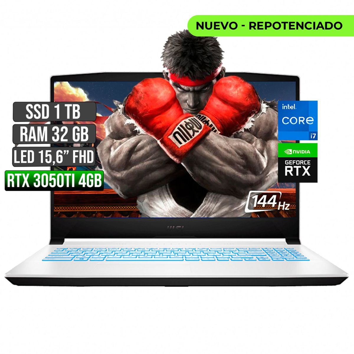 MSI - Portátil MSI Intel Core I7 RTX 3050Ti 32GB RAM 1TB SSD 144Hz