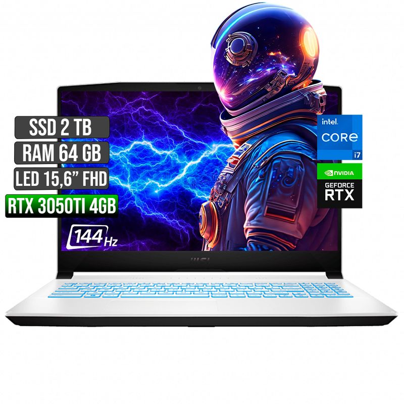 MSI - MSI SWORD INTEL CORE I7-11800H RTX 3050TI 4GB SSD 2TB RAM 64GB LED 15,6 FULL HD 144Hz