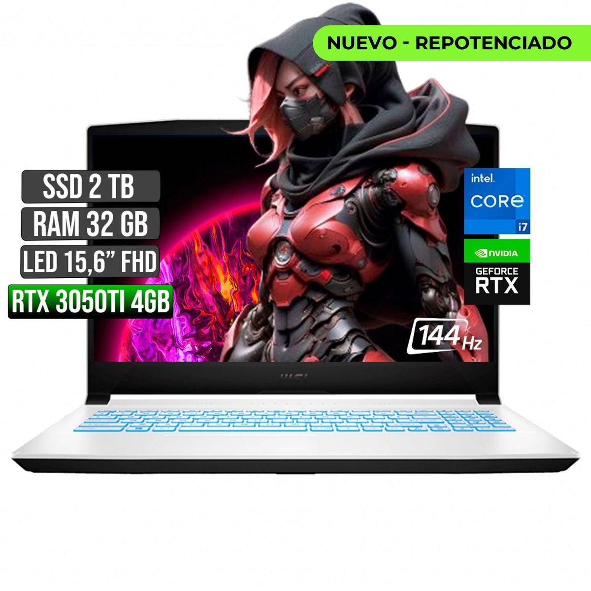 MSI - MSI SWORD INTEL CORE I7-11800H RTX 3050TI 4GB SSD 2TB RAM 32GB LED 15,6 FULL HD 144Hz