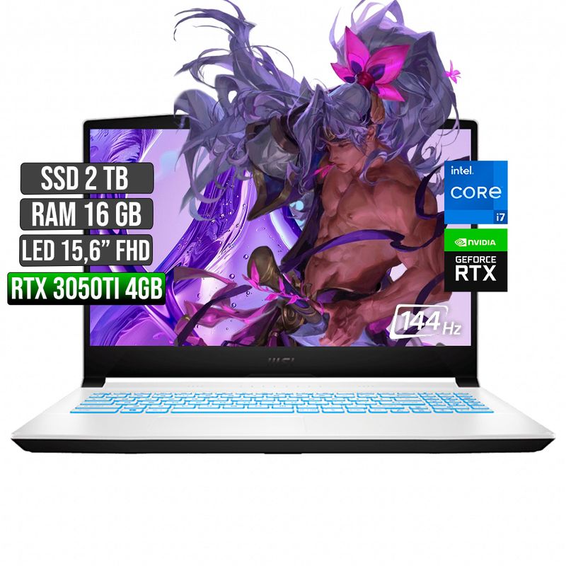 MSI - MSI SWORD INTEL CORE I7-11800H RTX 3050TI 4GB SSD 2TB RAM 16GB LED 15,6 FULL HD 144Hz