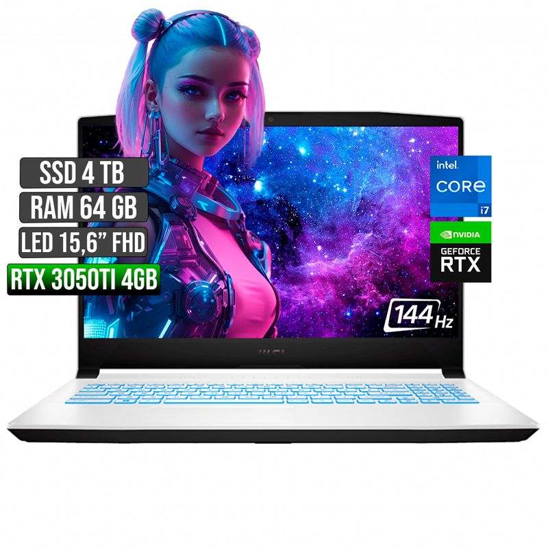 MSI - MSI SWORD INTEL CORE I7-11800H RTX 3050TI 4GB SSD 4TB RAM 64GB LED 15,6 FULL HD 144Hz