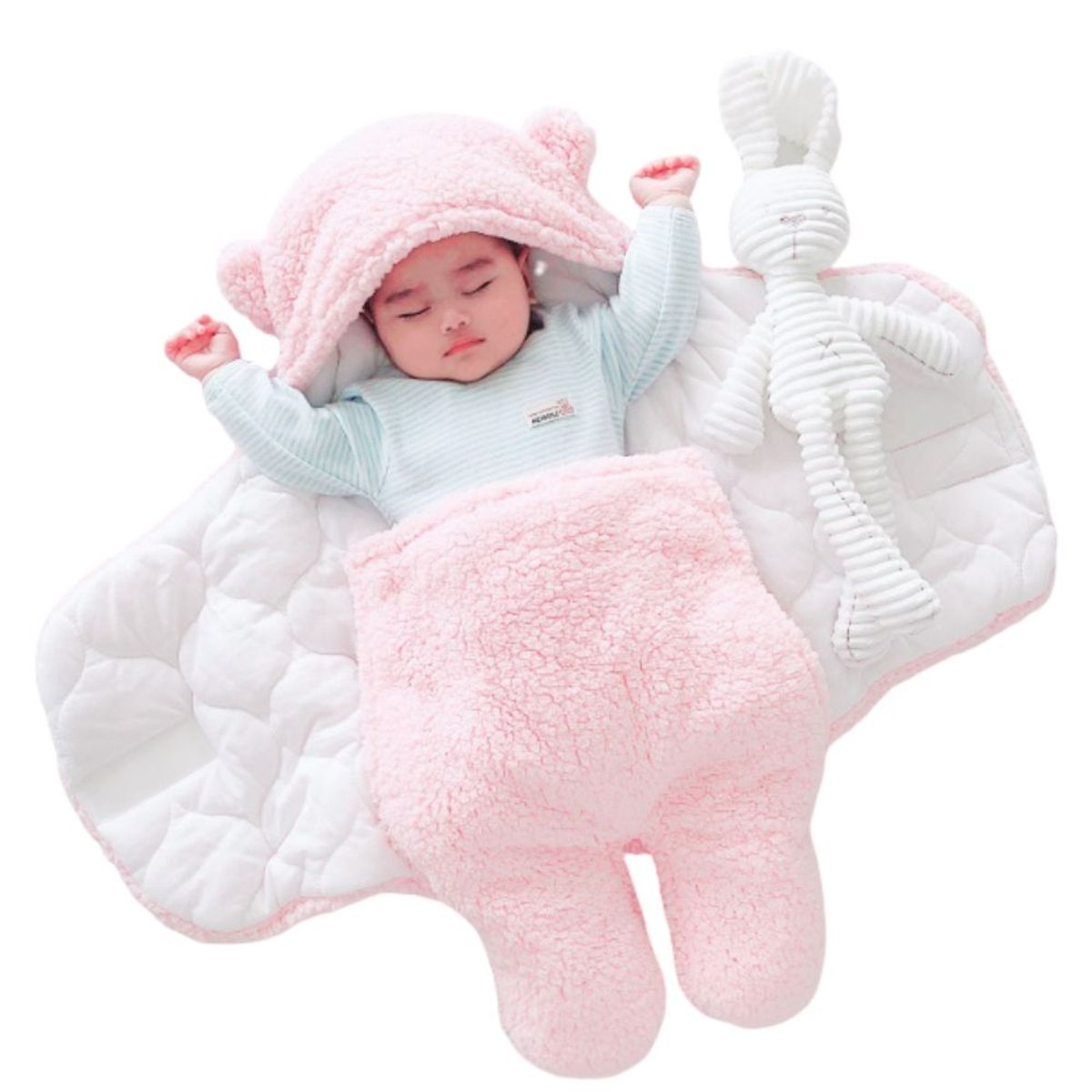 MULTIPLACE COLOMBIA - Manta cobertor en sleeping para bebe de calidad termico Rosado 9-12 meses