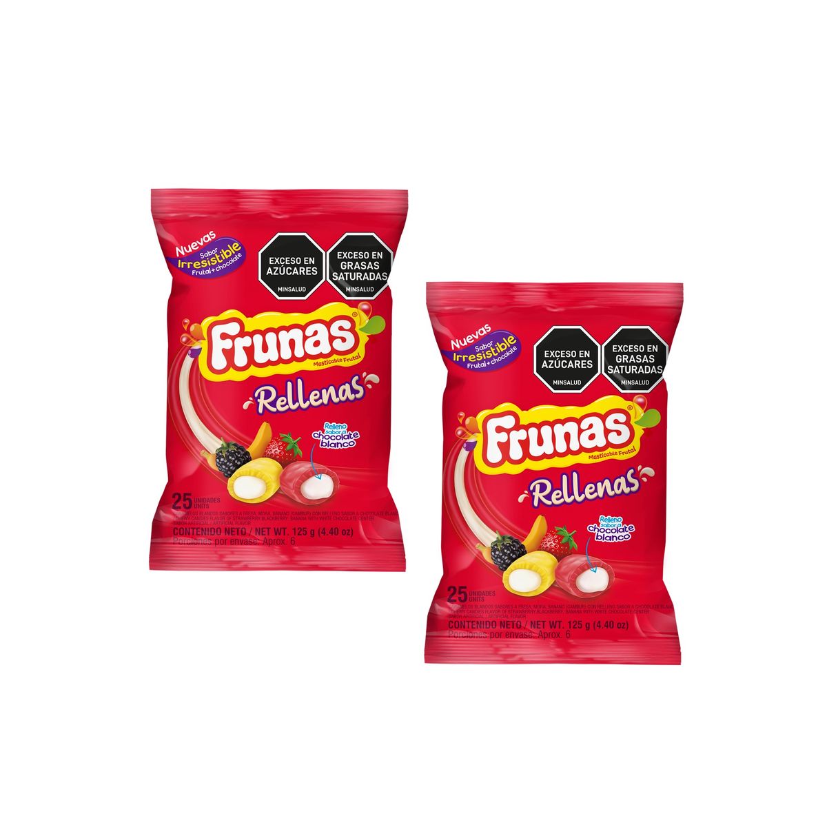 ALDOR - Dulces Masticables Frunas Rellenas Sabor A Fruta 2 X25u
