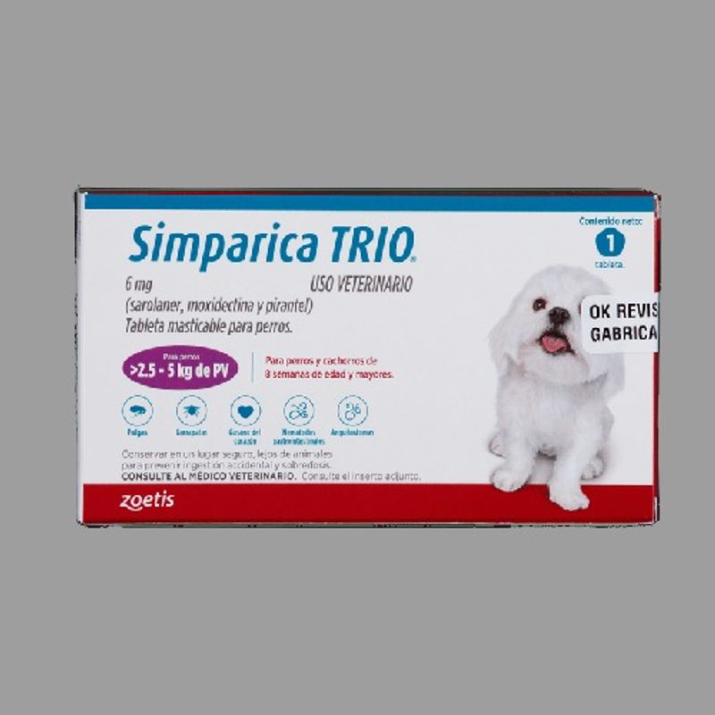 ZOETIS - Simparica Trio Antiparasitario Tableta Masticable 2 5 A 5kg