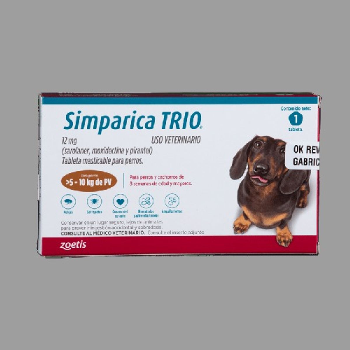 ZOETIS - Simparica Trio Antiparasitario Tableta Masticable 5 A 10kg