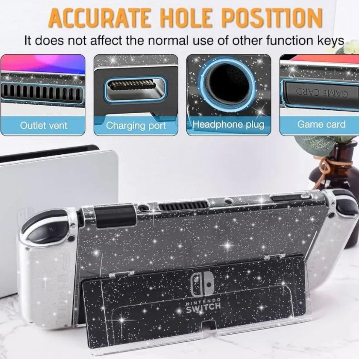 GENERICO - Acrílico Protector Con Glitter Para Switch Oled