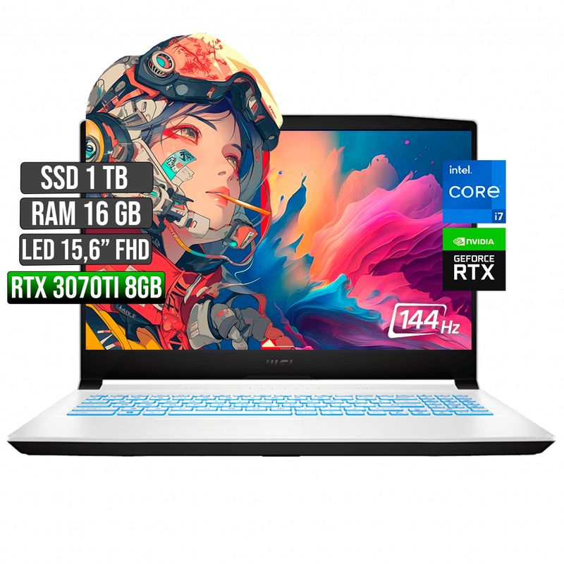 MSI - MSI SWORD INTEL CORE I7-12700H RTX 3070TI 8GB SSD 1TB RAM 16GB LED 15,6 FULL HD 144Hz