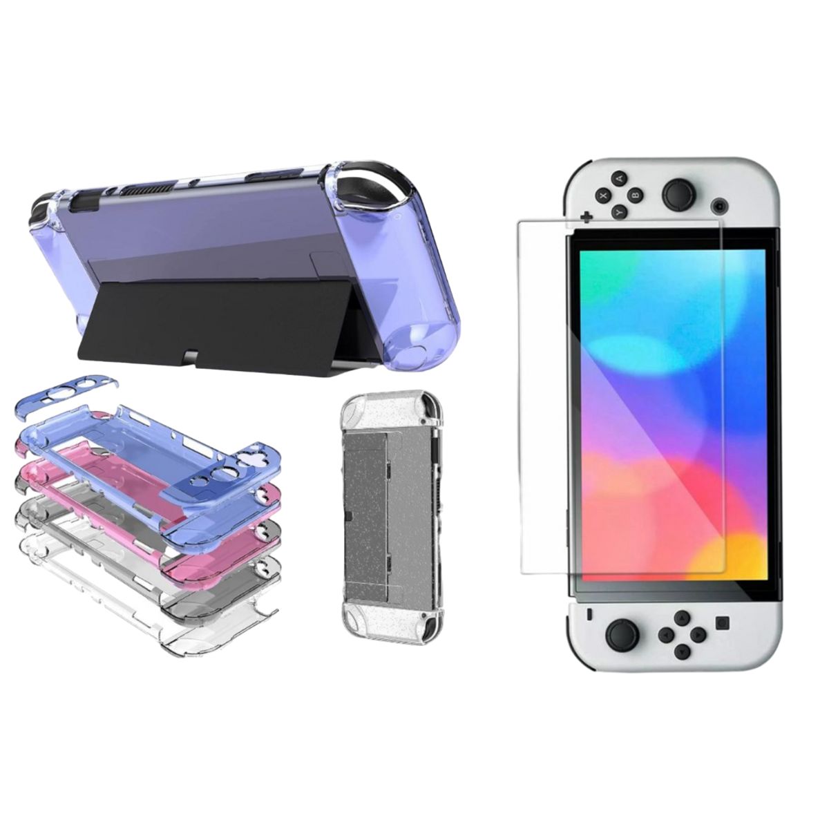 GENERICO - Acrílico Protector Negro Traslucido + Vidrio Para Switch Oled