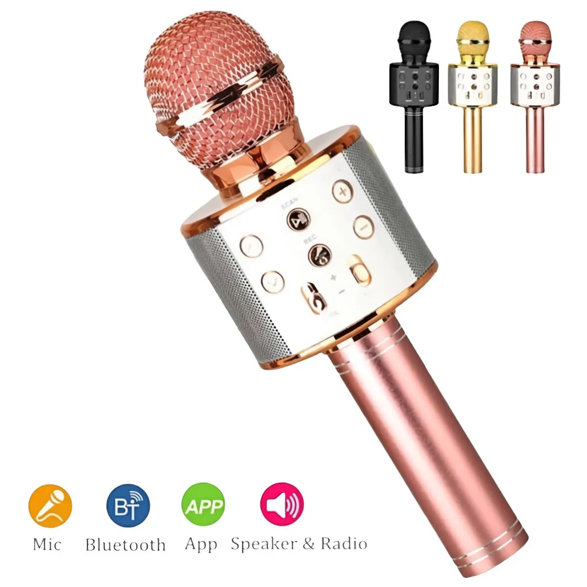 GENERICO - Micrófono Karaoke Inalámbrico Bluetooth Recargable Parlante