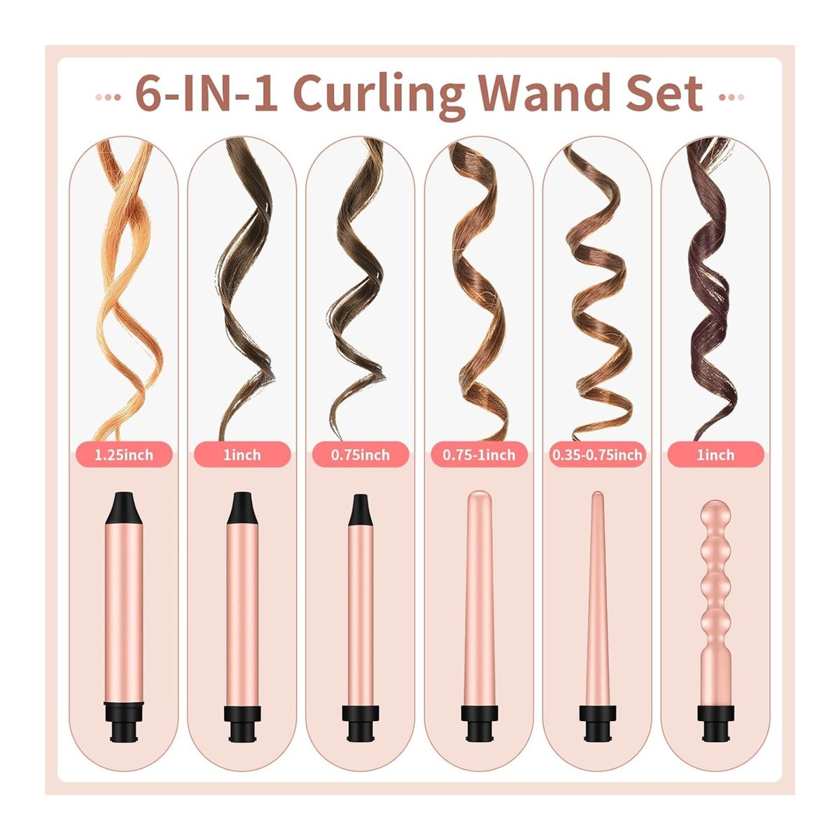 GENERICO - Set Pinza Rizadora 6 EN 1 En Cerámica Con Guante Protector