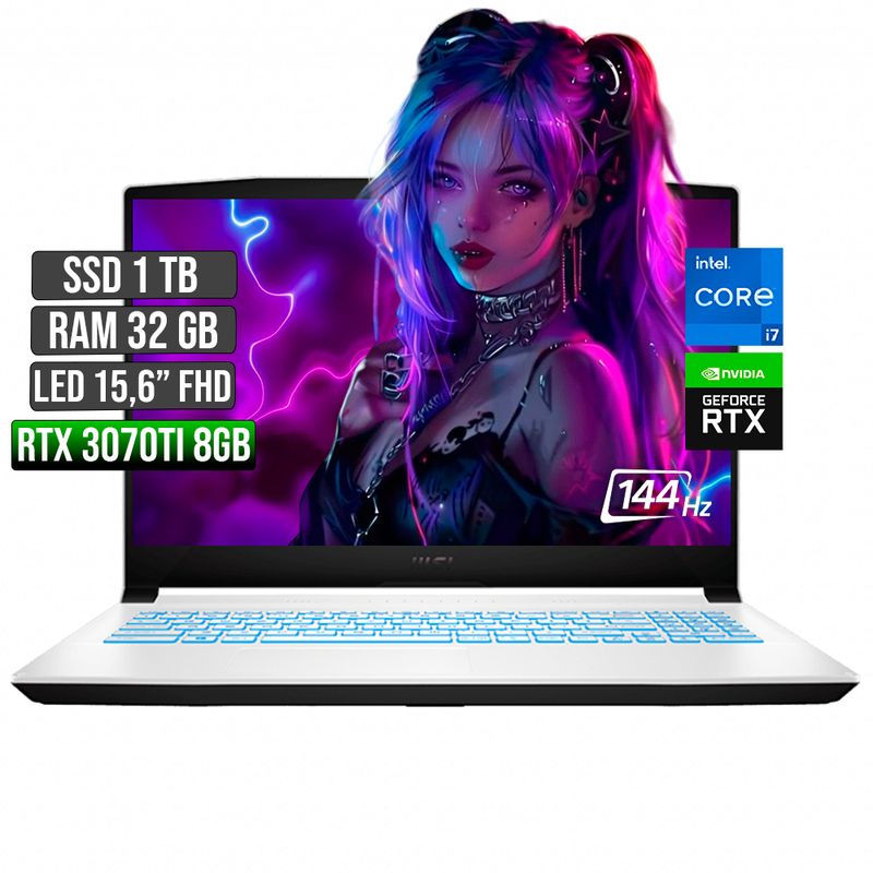 MSI - MSI SWORD INTEL CORE I7-12700H RTX 3070TI 8GB SSD 1TB RAM 32GB LED 15,6 FULL HD 144Hz