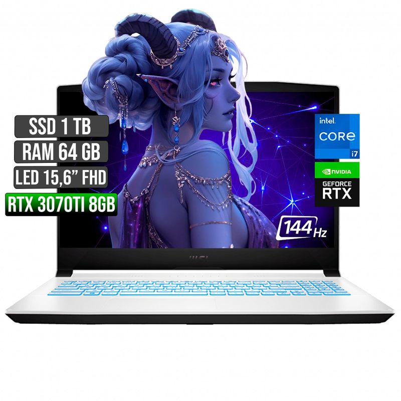 MSI - MSI SWORD INTEL CORE I7-12700H RTX 3070TI 8GB SSD 1TB RAM 64GB LED 15,6 FULL HD 144Hz