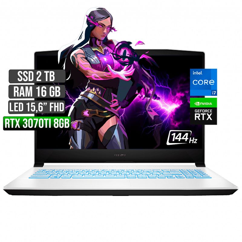 MSI - MSI SWORD INTEL CORE I7-12700H RTX 3070TI 8GB SSD 2TB RAM 16GB LED 15,6 FULL HD 144Hz