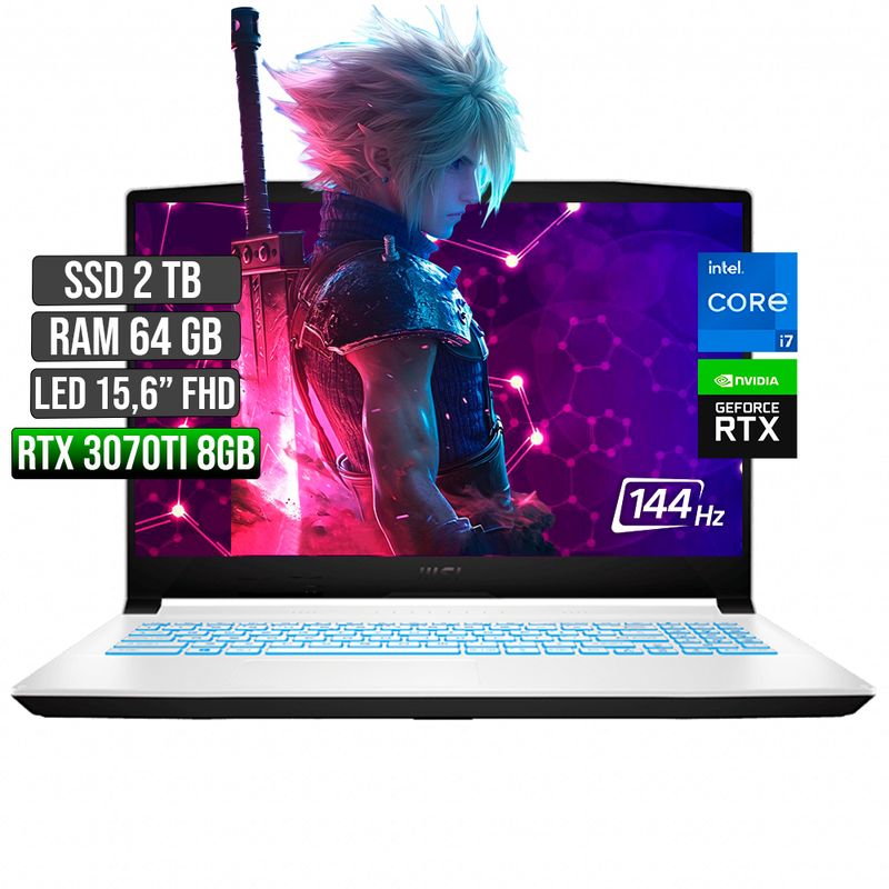 MSI - MSI SWORD INTEL CORE I7-12700H RTX 3070TI 8GB SSD 2TB RAM 64GB LED 15,6 FULL HD 144Hz