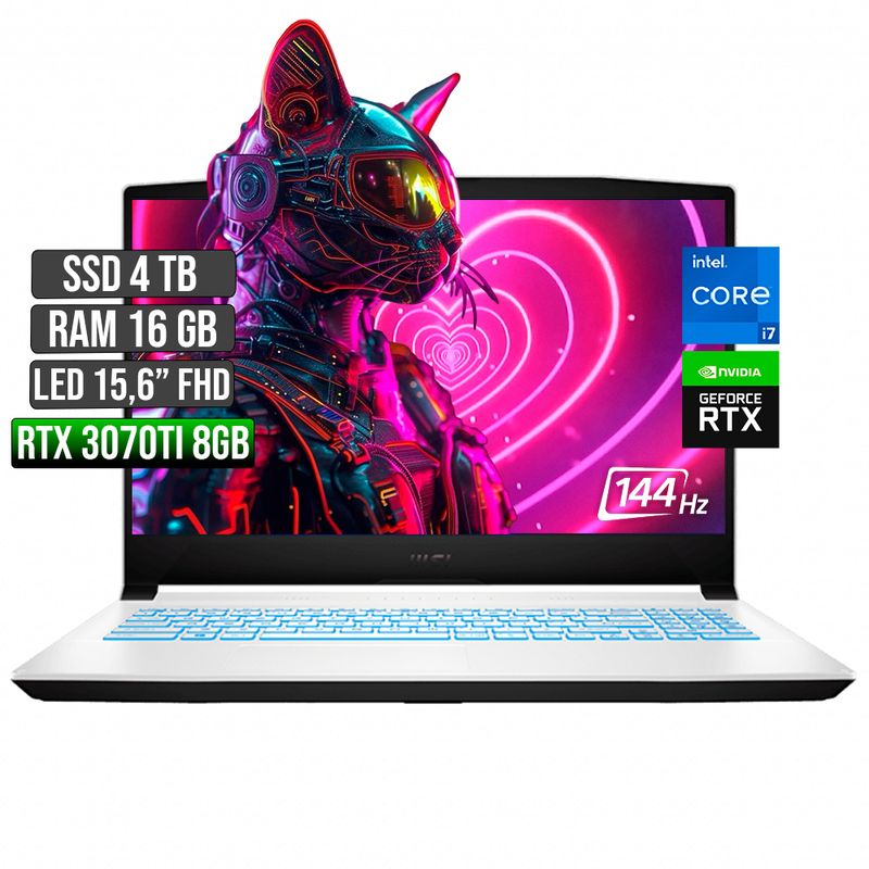MSI - MSI SWORD INTEL CORE I7-12700H RTX 3070TI 8GB SSD 4TB RAM 16GB LED 15,6 FULL HD 144Hz